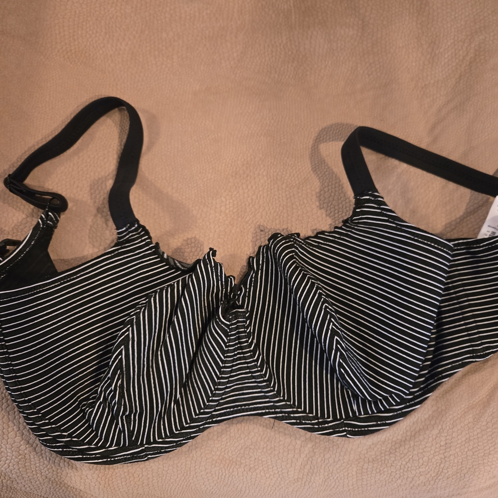 Freya Black and White Striped Underwire Bra